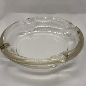 Vintage Retro Glass Round Ashtray 4 Slot MCM Cigar Cigarette Tobacco 50s 60s 70s